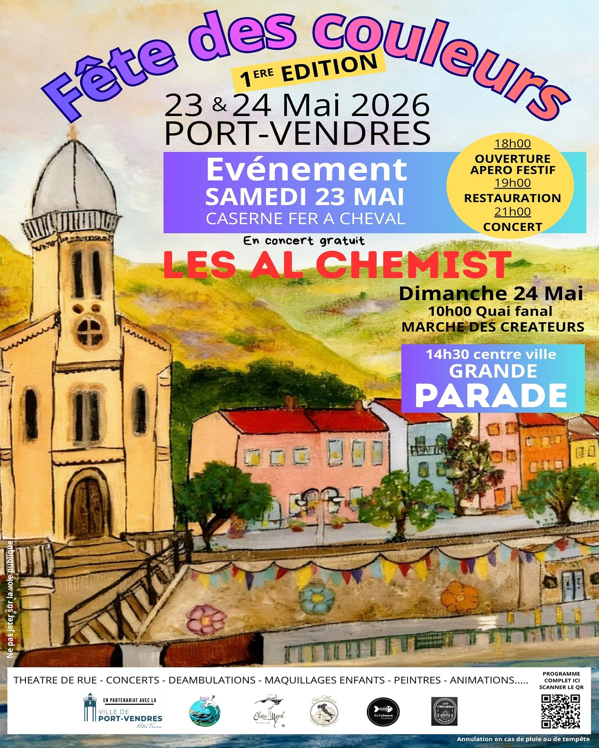 La Fête des couleurs se tiendra à Port-Vendres les 23 et 24 mai 2026 avec concert gratuit, marché des créateurs et grande parade.